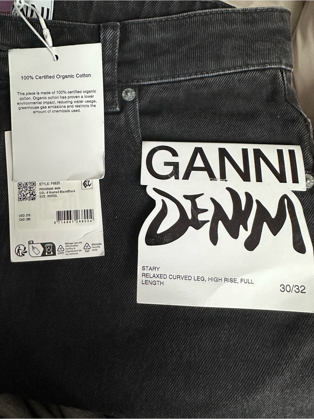 Ganni Washed Black Denim Jeans Sz 30 NWT - Picture 6 of 6